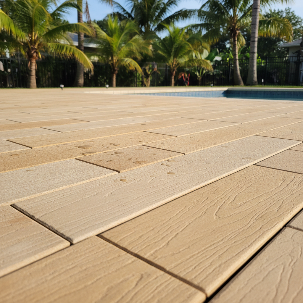 Completed pool decks work at a residential property in Fort Lauderdale, FL