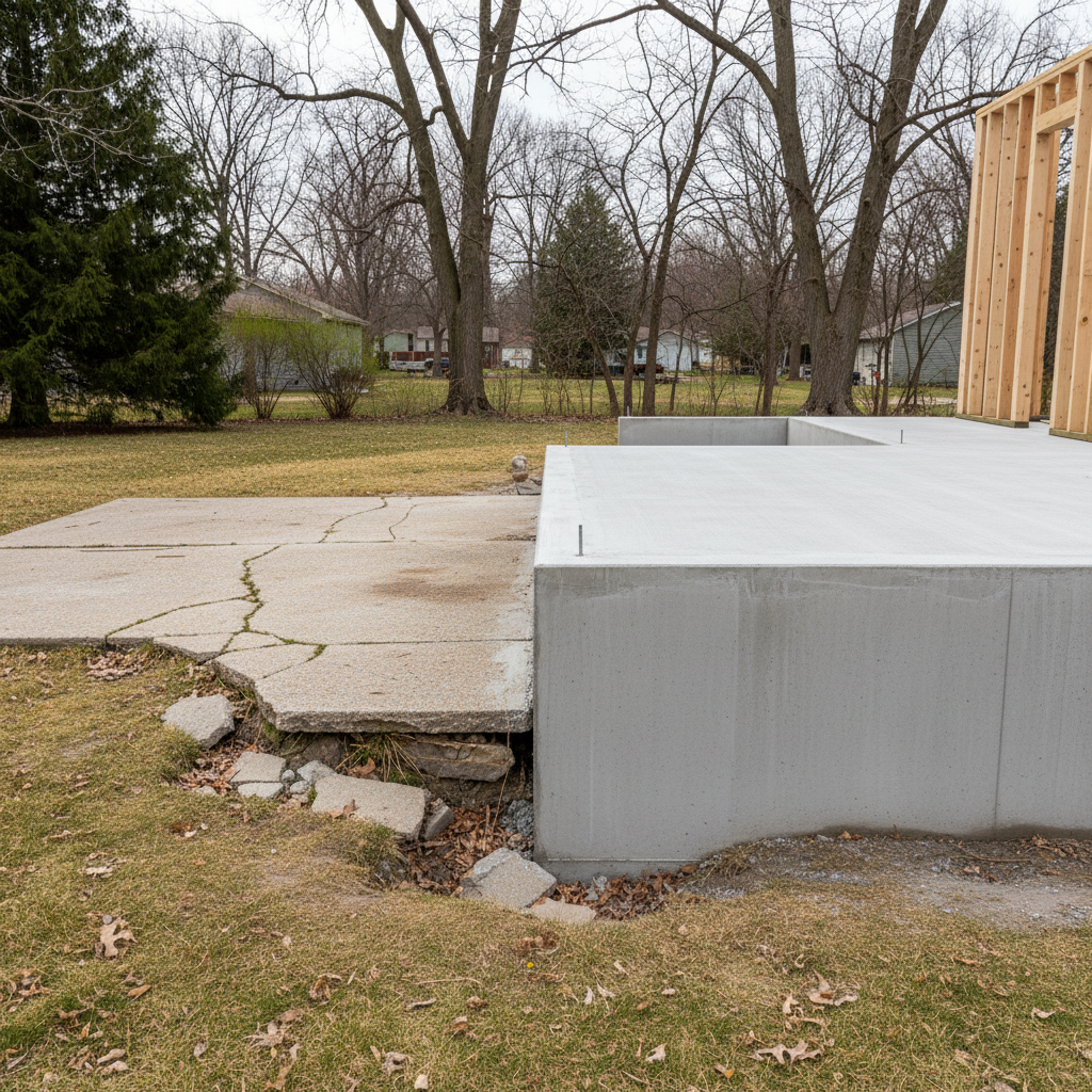 Completed concrete foundations work at a residential property in Naperville, IL