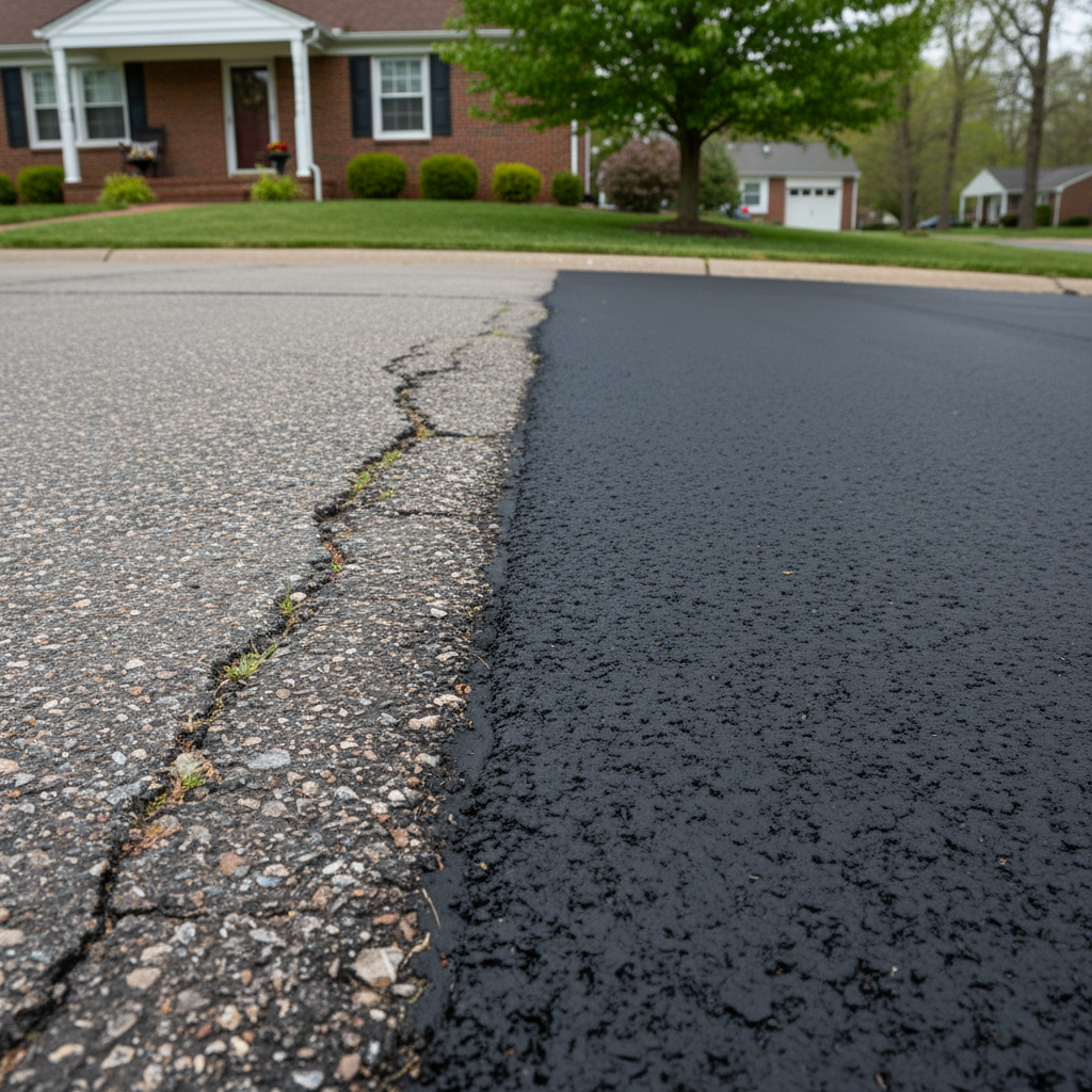 Completed asphalt patching work at a residential property in Philadelphia, PA