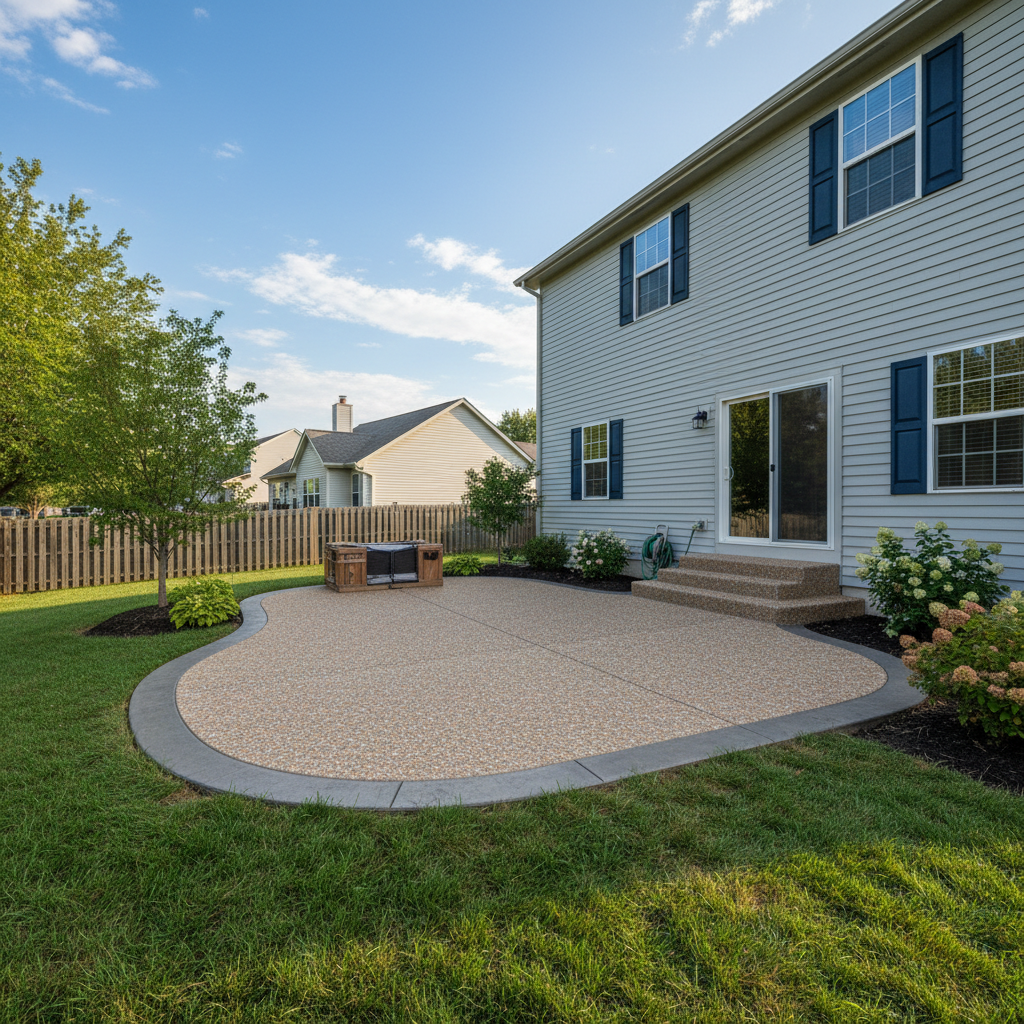 Completed concrete patios work at a residential property in Naperville, IL