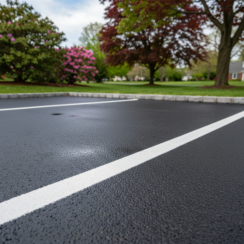 Completed asphalt striping work at a residential property in Philadelphia, PA