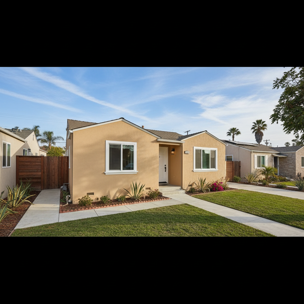 Completed stucco removal work at a residential property in Huntington Beach, CA