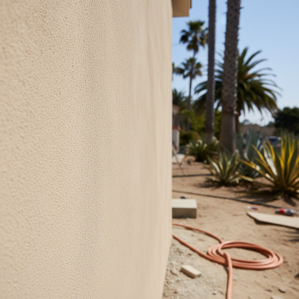 Completed stucco removal work at a residential property in Huntington Beach, CA