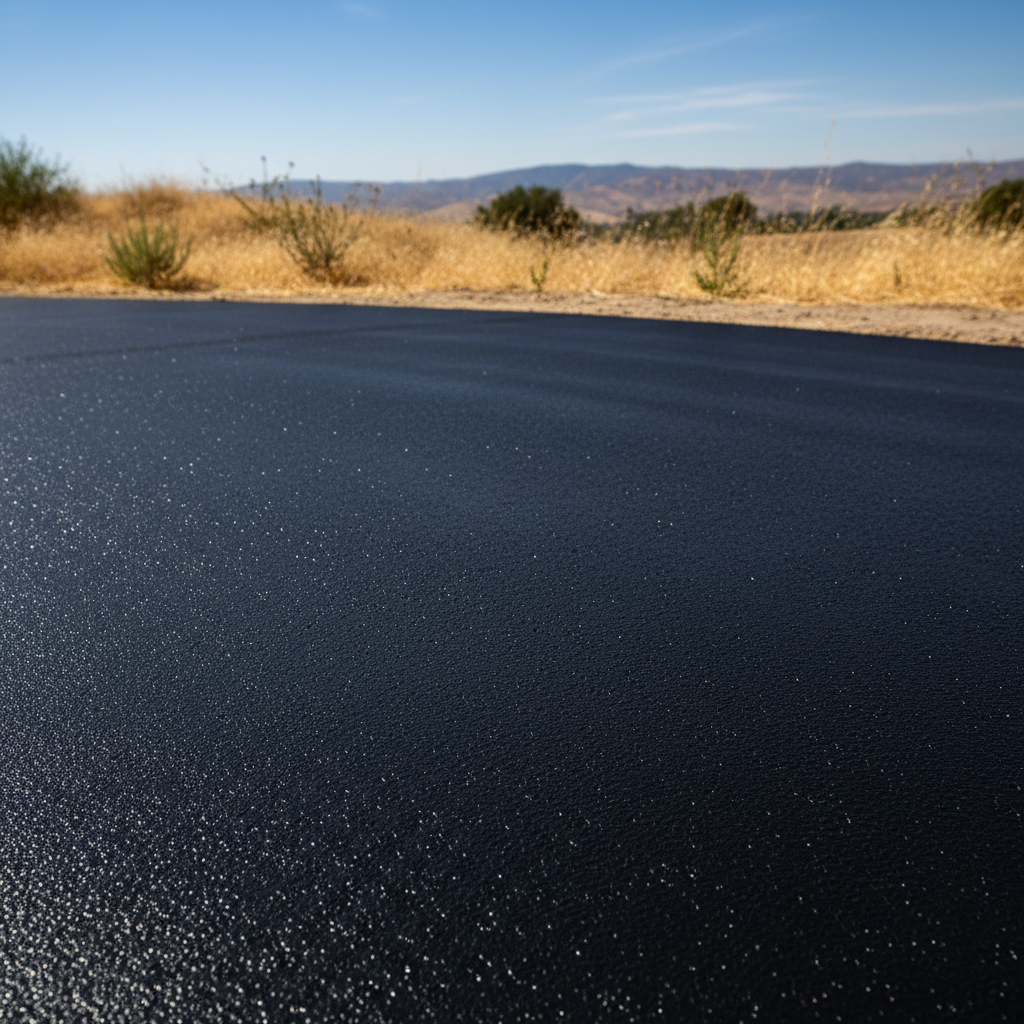 Completed asphalt sealcoating work at a residential property in Orosi, CA