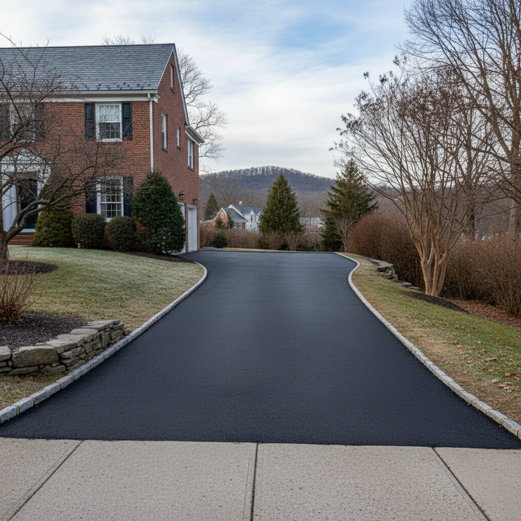 Completed driveway paving work at a residential property in Philadelphia, PA
