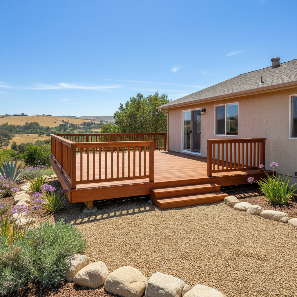 Completed deck construction work at a residential property in Temecula, CA