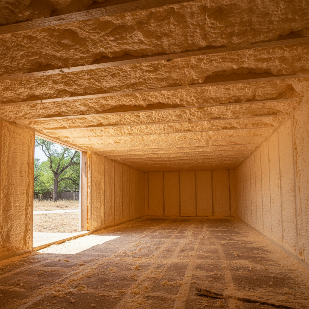 Completed closed cell spray foam work at a residential property in Austin, TX