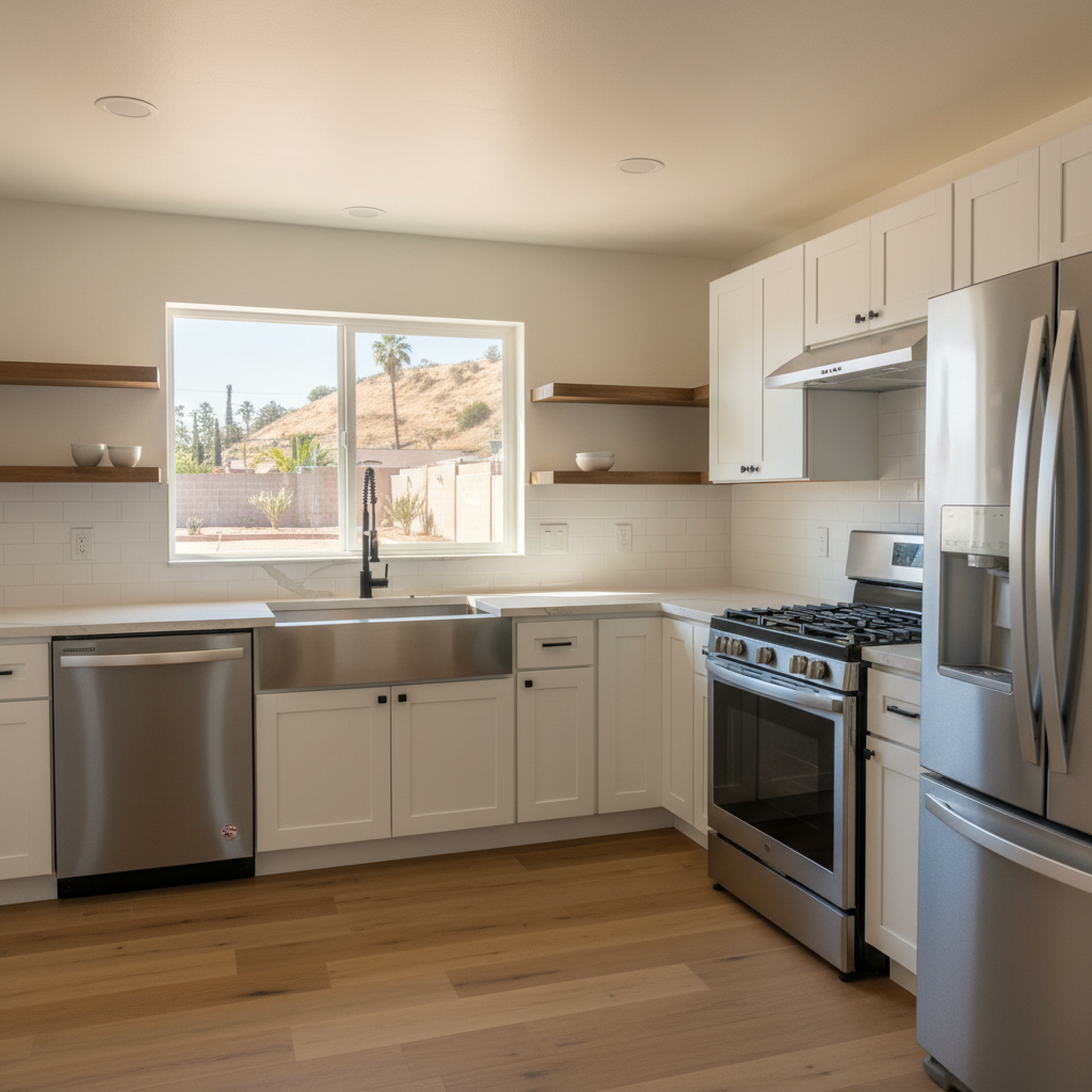Completed kitchen remodel work at a residential property in Inglewood, CA