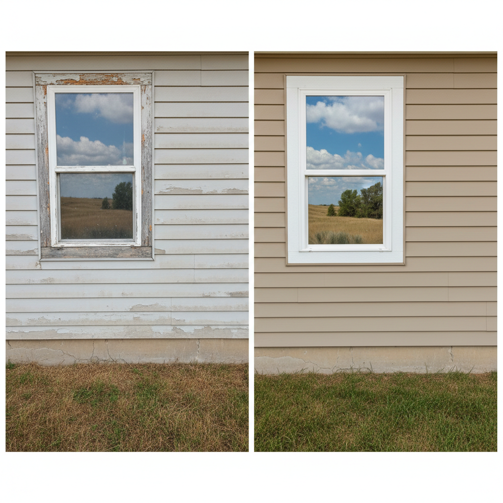 Completed window repair work at a residential property in Dodge City, KS