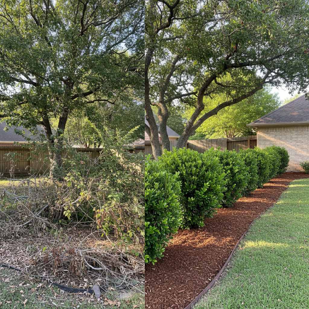 Completed shrub & bush trimming work at a residential property in Humble, TX