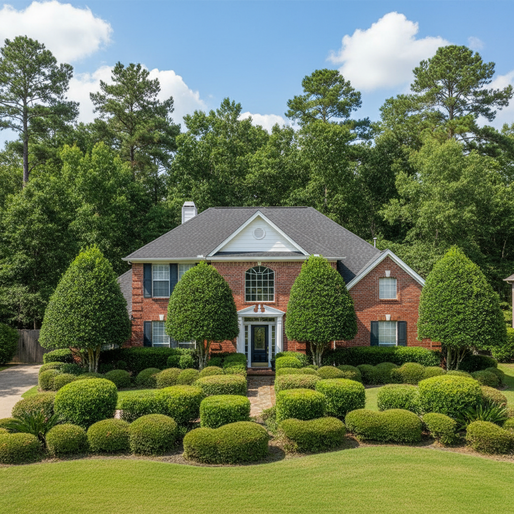 Completed shrub & bush trimming work at a residential property in Kingwood, TX