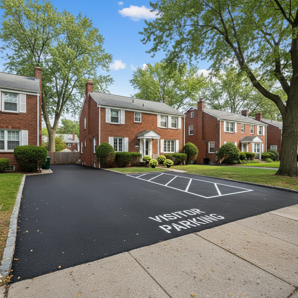 Completed asphalt striping work at a residential property in Philadelphia, PA
