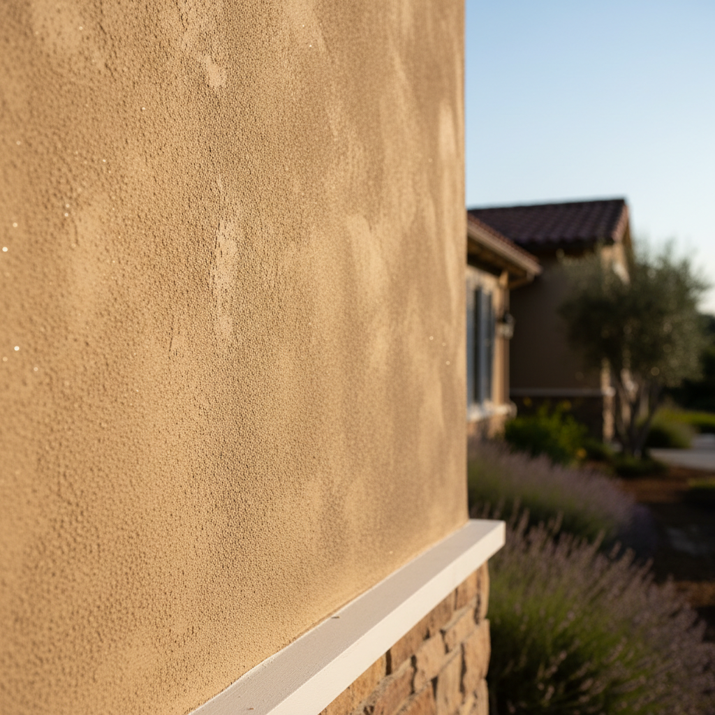 Completed stucco painting work at a residential property in Atherton, CA