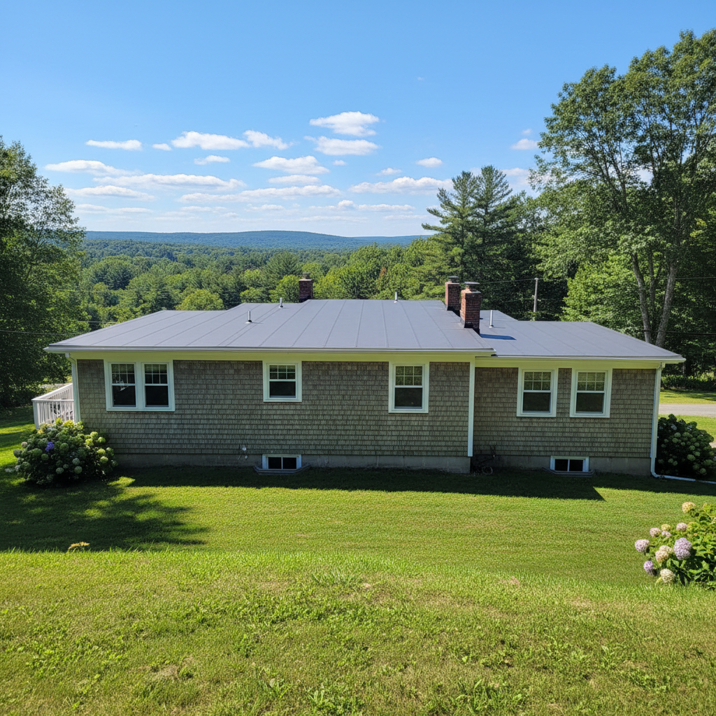 Completed flat roofing work at a residential property in West Greenwich, RI