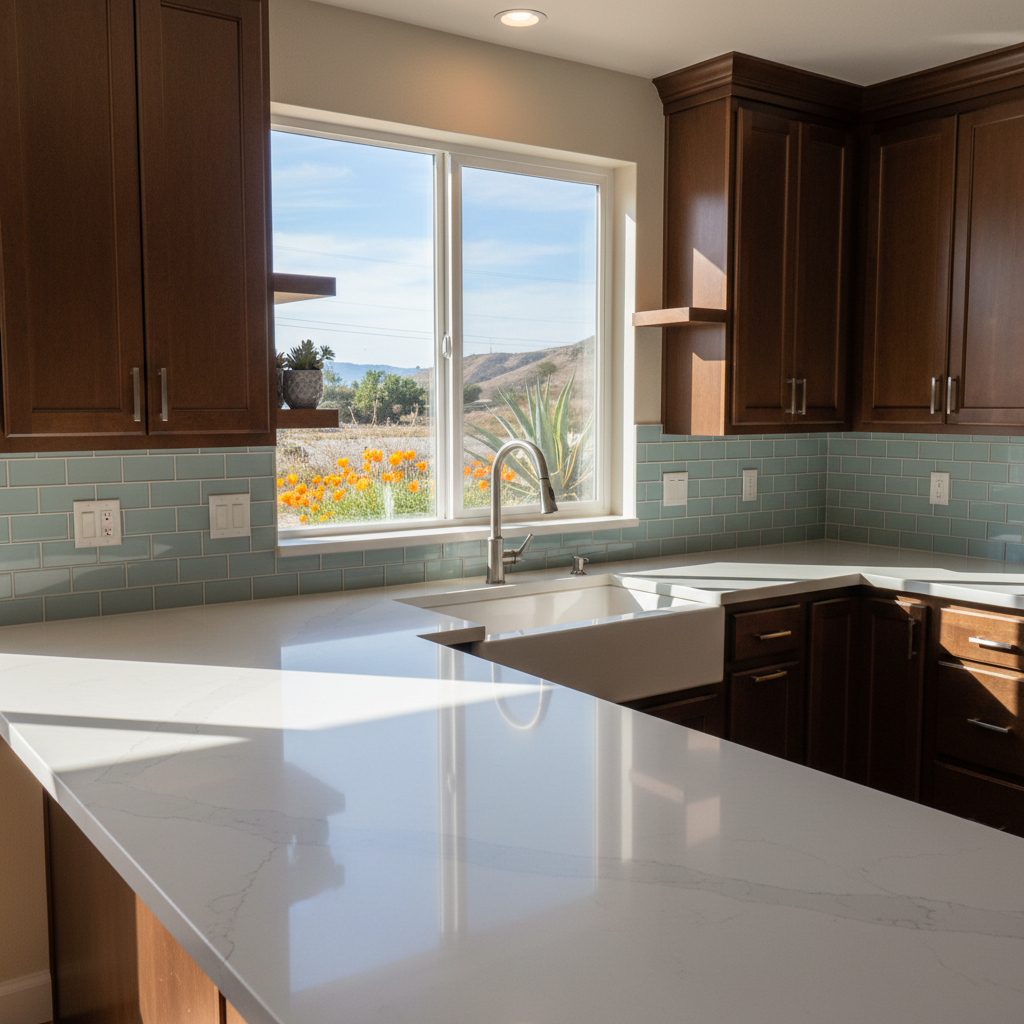 Completed countertop installation work at a residential property in Fullerton, CA