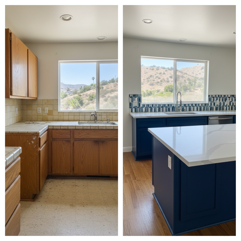 Completed kitchen island installation work at a residential property in Ventura, CA