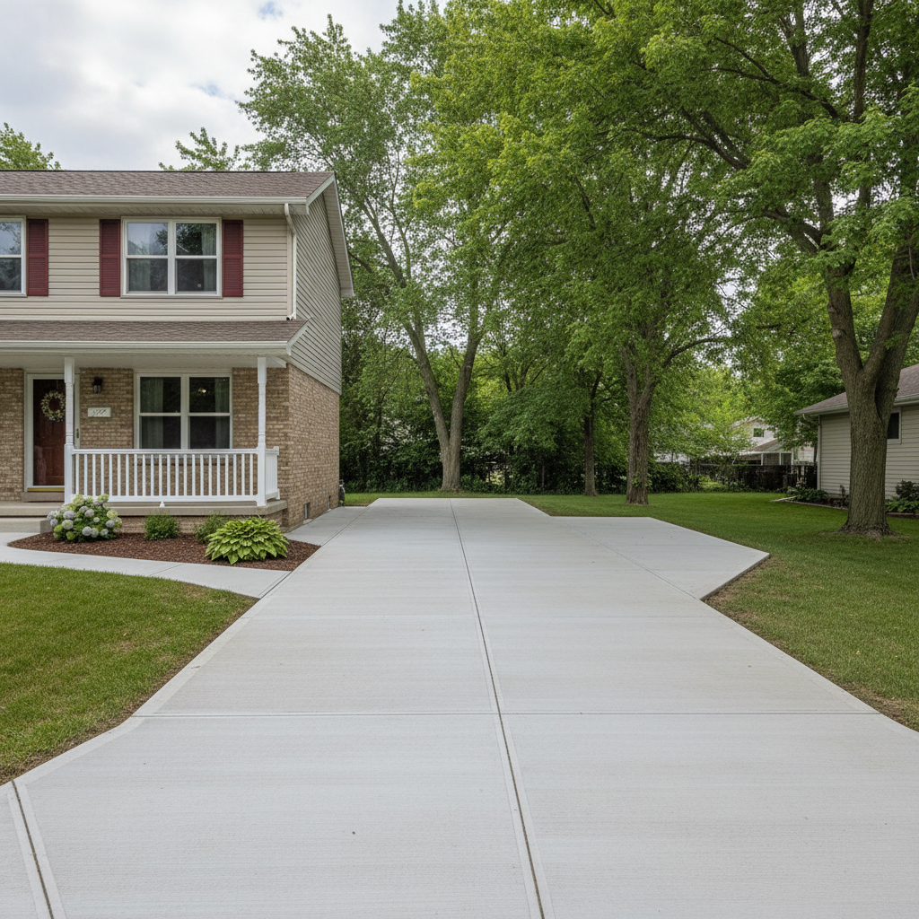 Completed concrete installation work at a residential property in Joliet, IL
