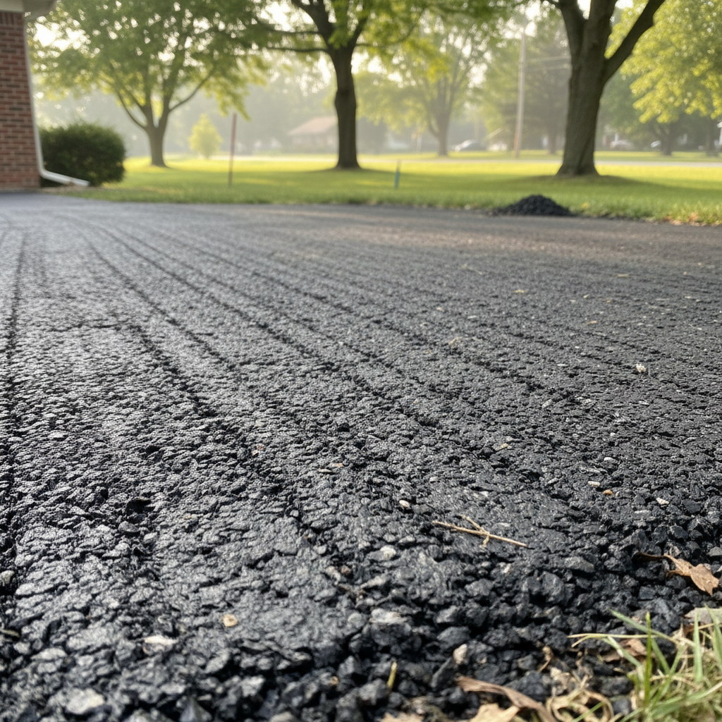 Completed asphalt milling work at a residential property in Goshen, IN