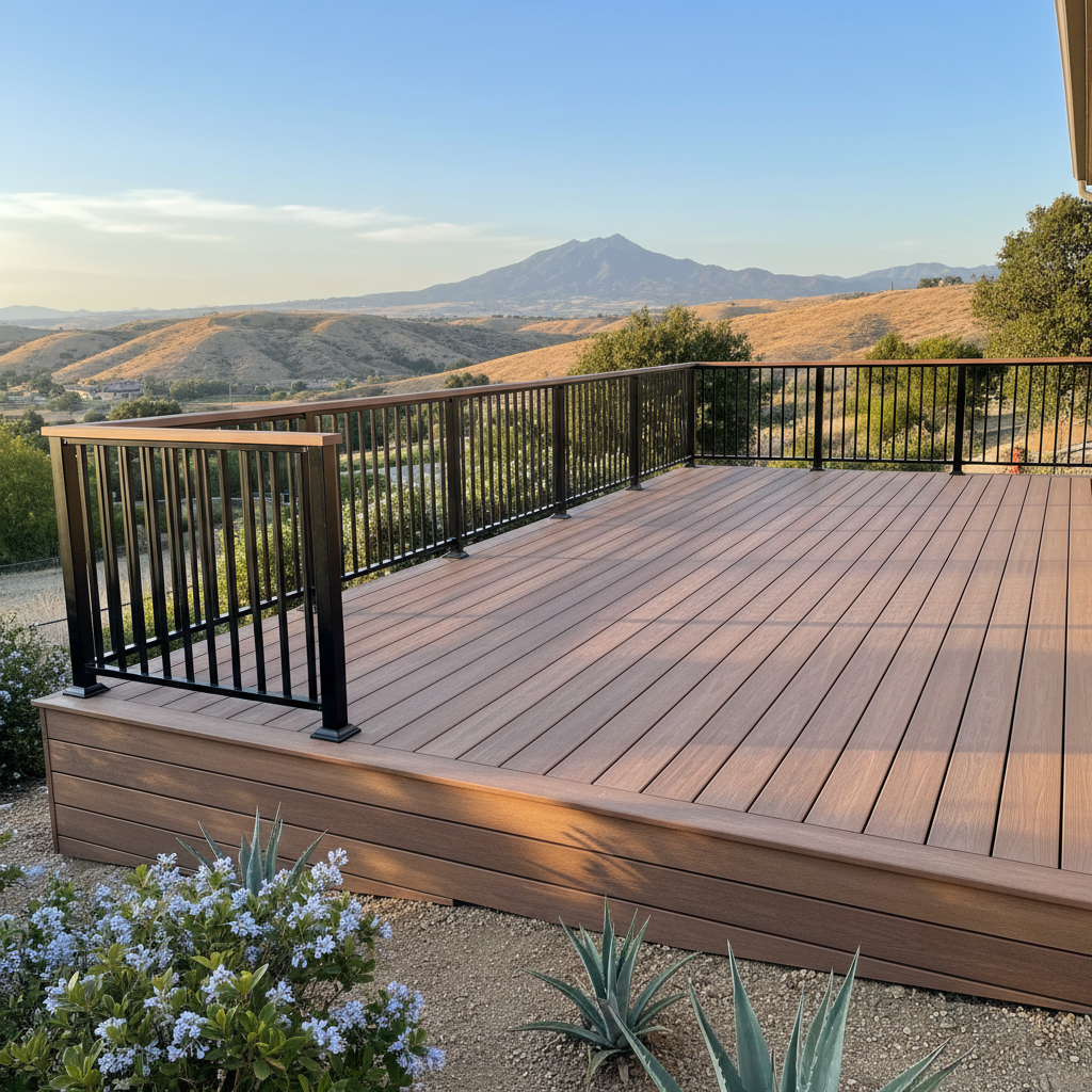 Completed composite decks work at a residential property in Lake Elsinore, CA