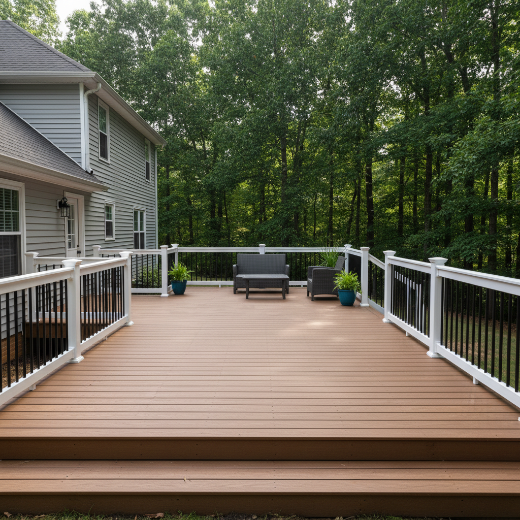 Completed trex decks work at a residential property in Halls, TN