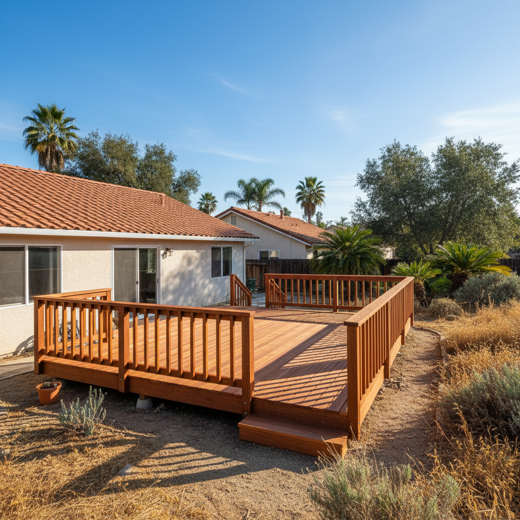 Completed deck repair work at a residential property in Vista, CA