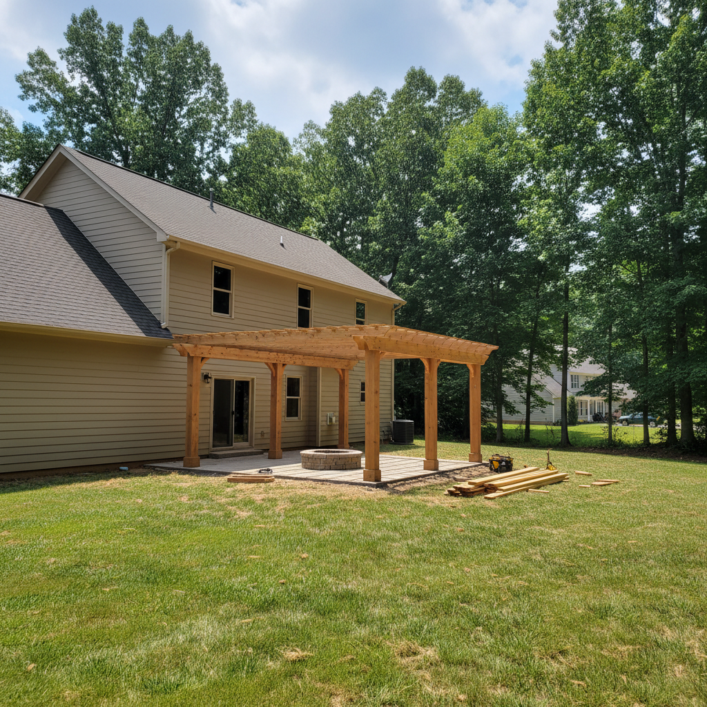 Completed pergola construction work at a residential property in Seymour, TN