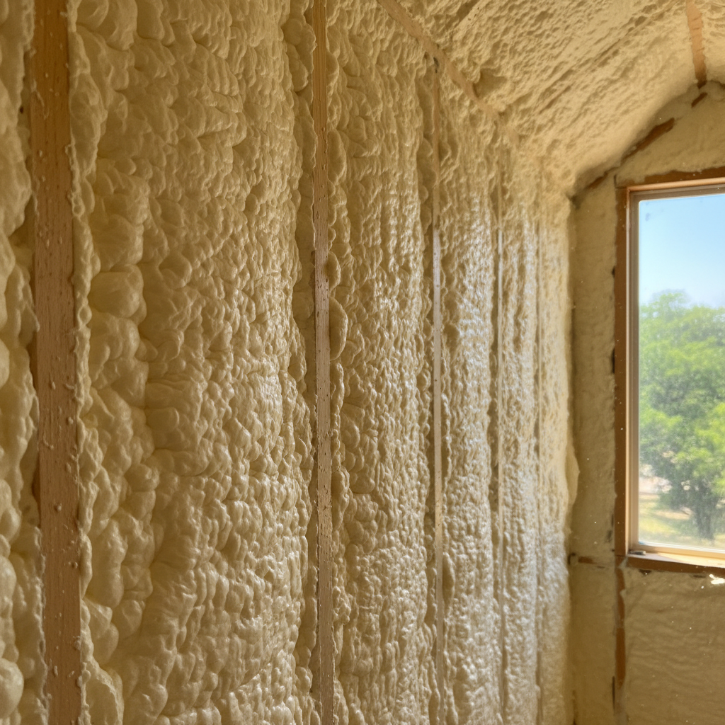 Completed open cell spray foam work at a residential property in Converse, TX