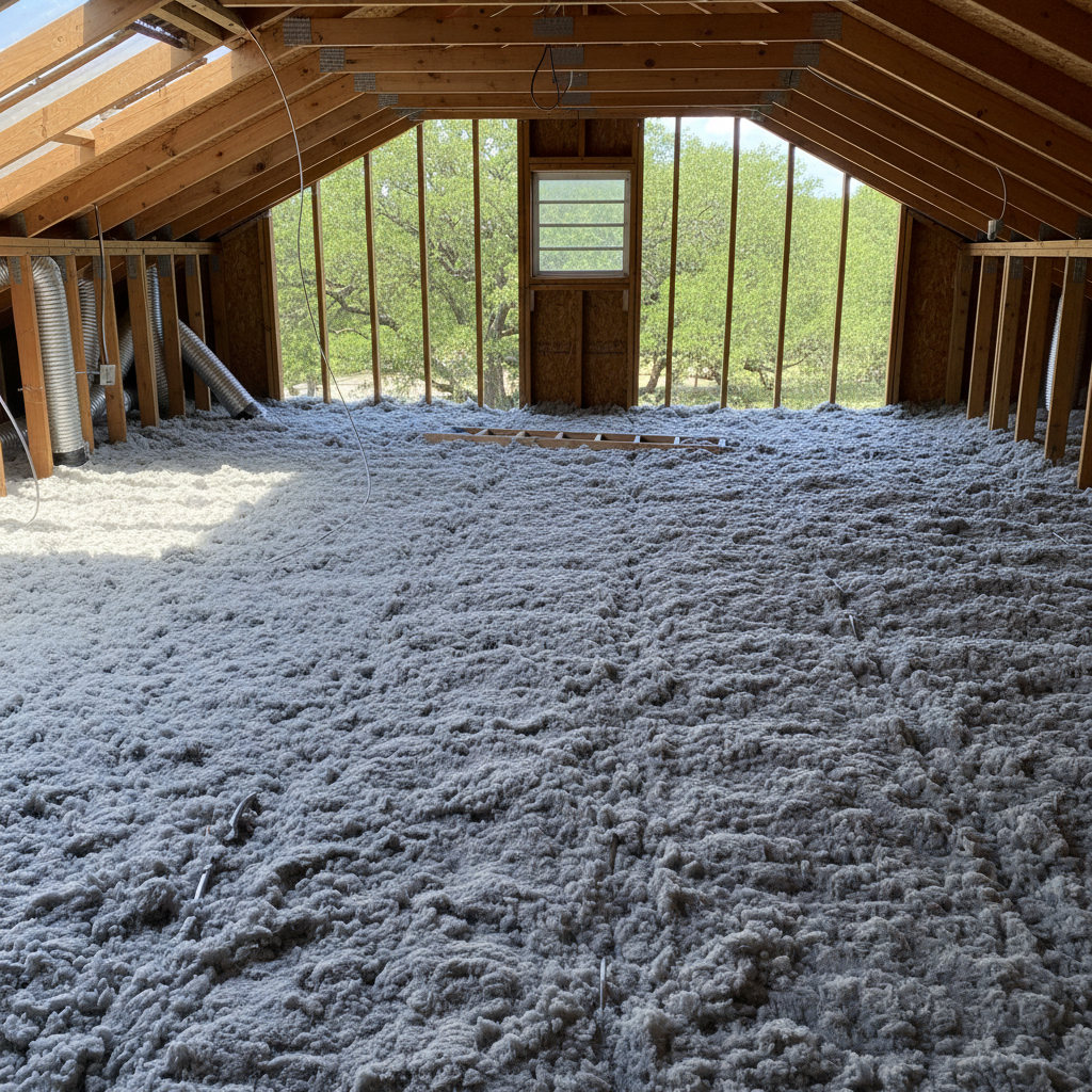 Completed attic insulation work at a residential property in Terrell, TX