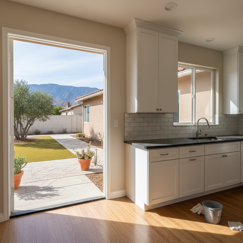 Completed backsplash installation work at a residential property in Rancho Cucamonga, CA