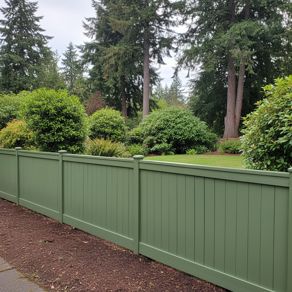 Completed fence painting work at a residential property in Spanaway, WA