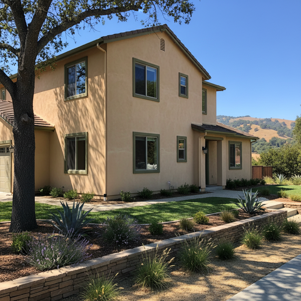 Completed residential stucco work at a residential property in Los Altos, CA