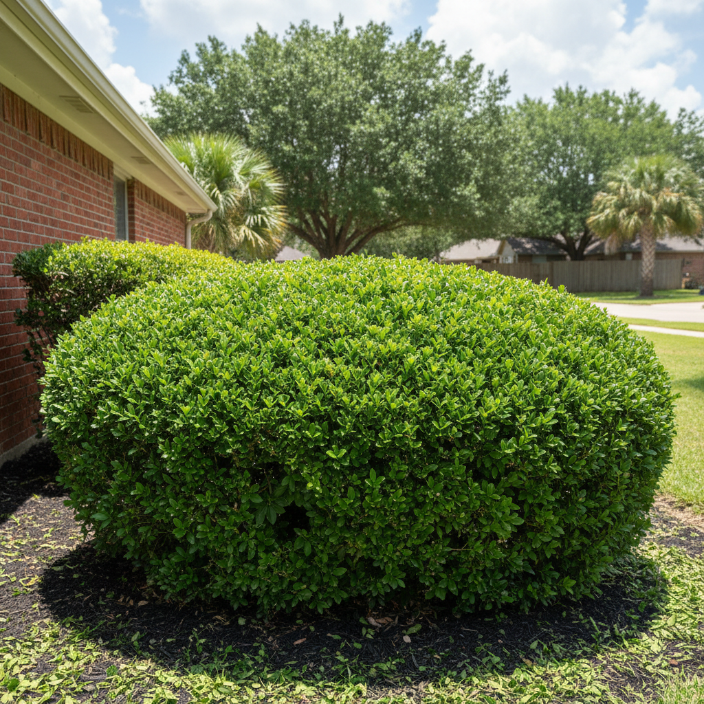 Completed shrub & bush trimming work at a residential property in Orange, TX