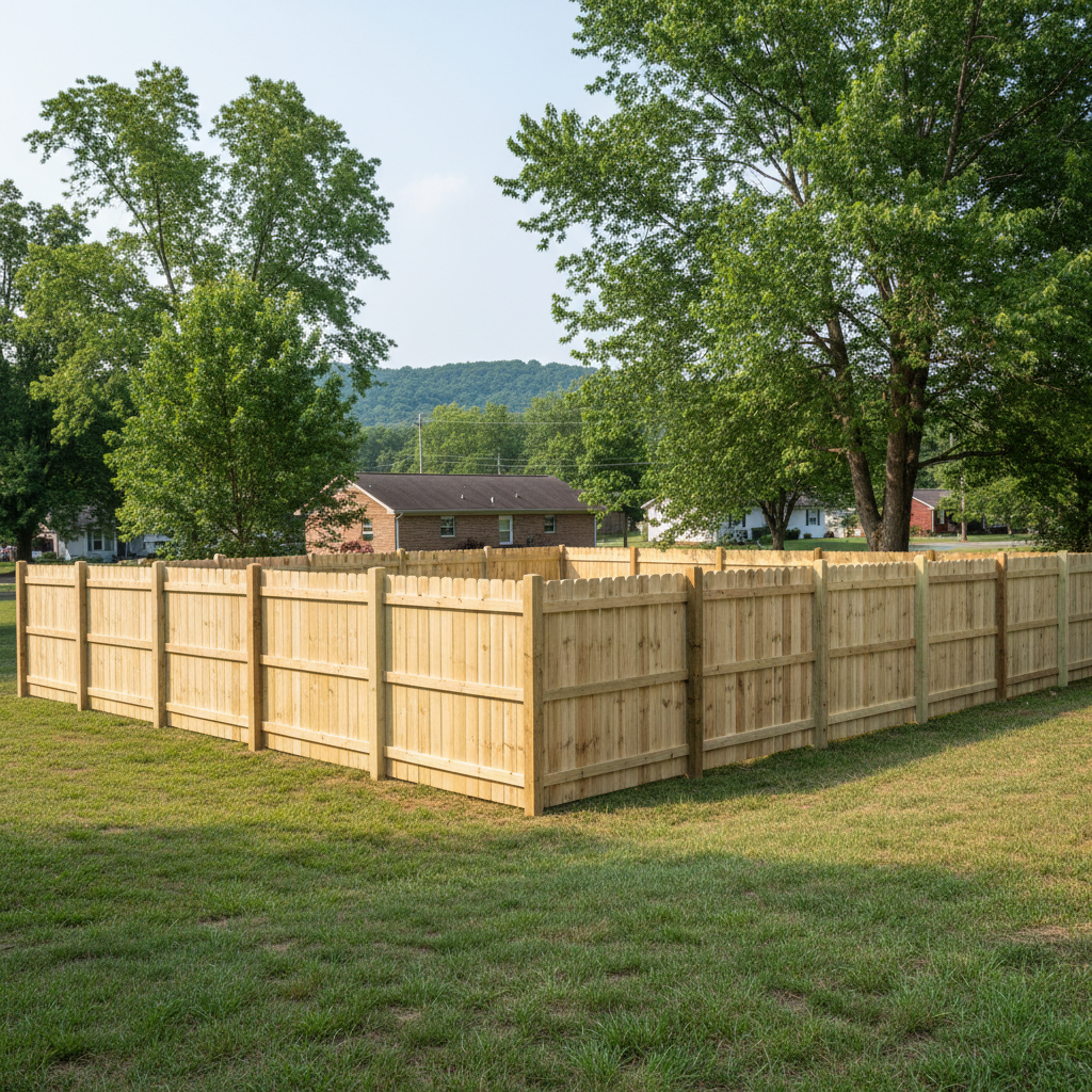 Completed wood fence installation work at a residential property in Loudon, TN