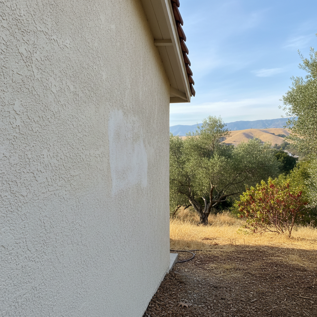 Completed stucco repair work at a residential property in Saratoga, CA