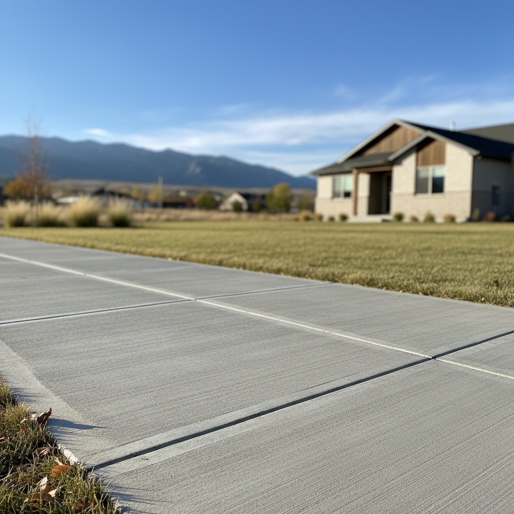 Completed concrete sidewalks work at a residential property in Ogden, UT