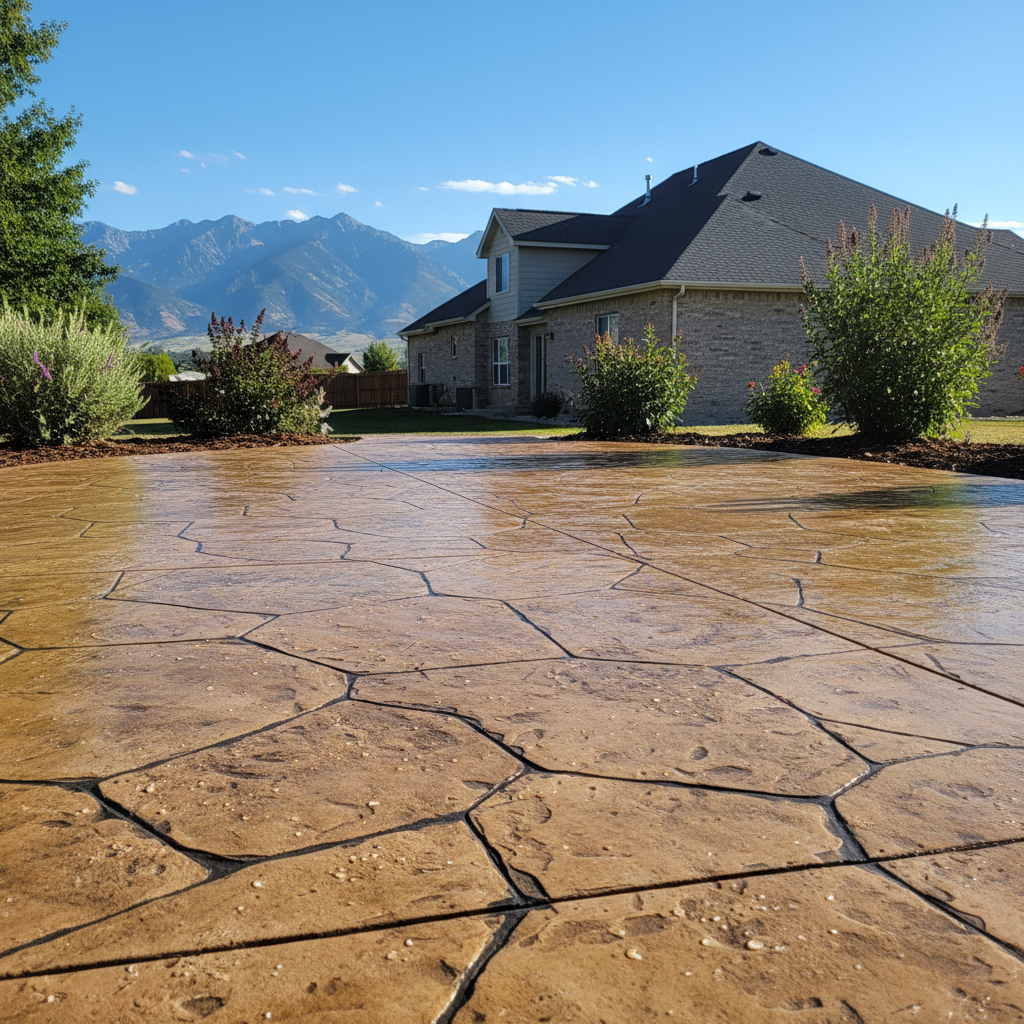 Completed stamped concrete work at a residential property in Ogden, UT