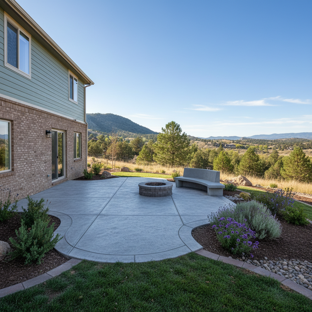 Completed concrete patios work at a residential property in Ogden, UT
