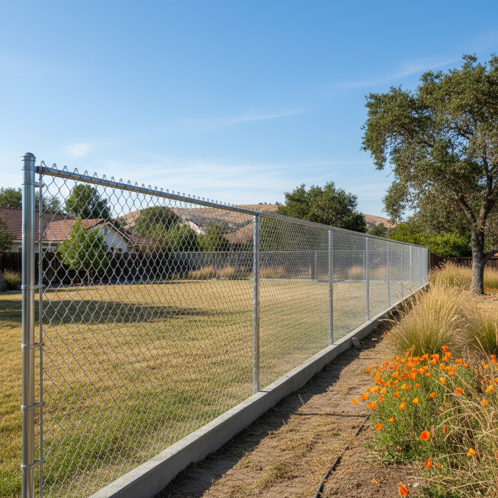 Completed chain link fence installation work at a residential property in Vallejo, CA