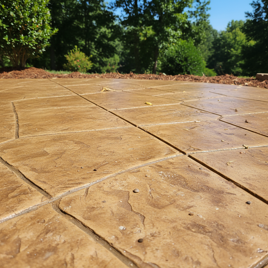 Completed concrete patios work at a residential property in Oak Ridge, TN