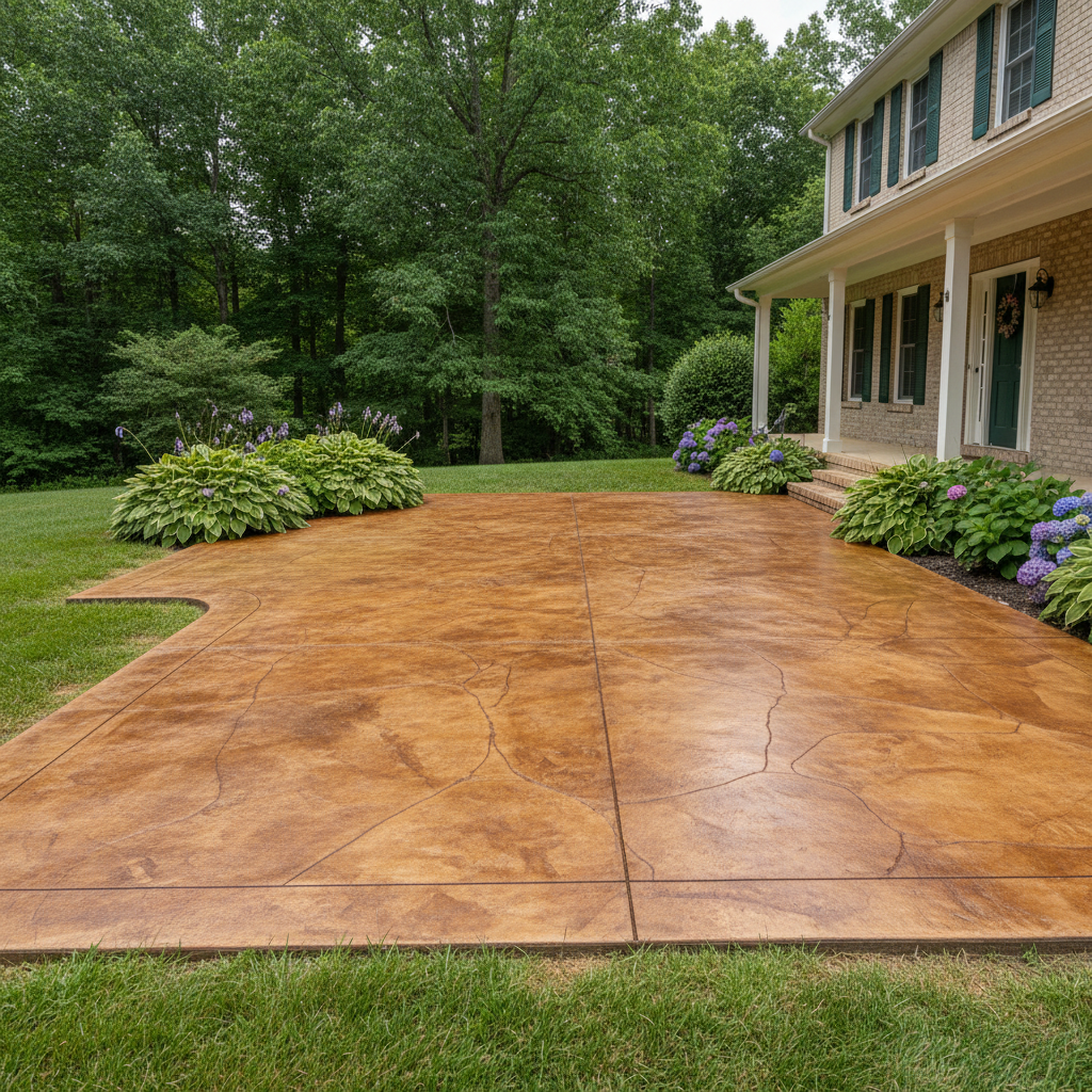 Completed concrete staining work at a residential property in Oak Ridge, TN