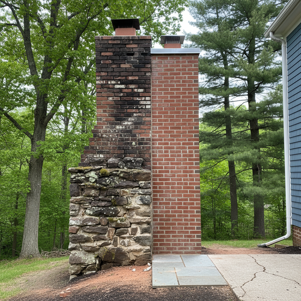 Completed chimney repair work at a residential property in Lexington, MA