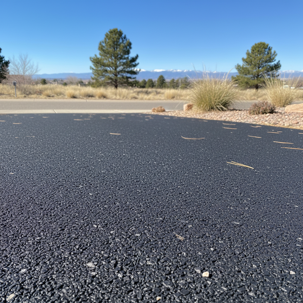 Completed driveway paving work at a residential property in Thornton, CO