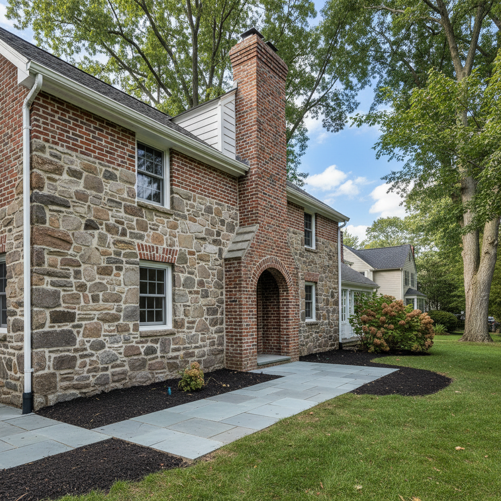 Completed masonry restoration work at a residential property in Lexington, MA