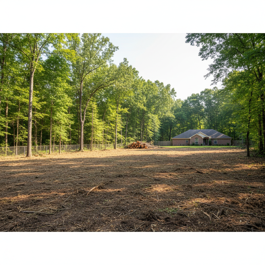 Completed lot clearing work at a residential property in Huffman, TX