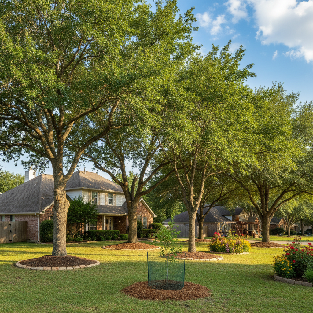 Completed tree health & care work at a residential property in Huffman, TX