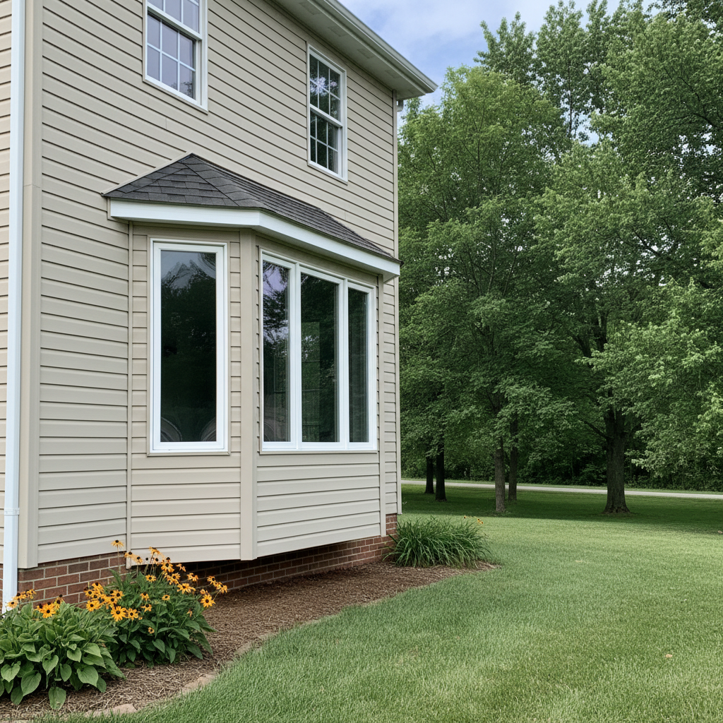 Completed bay window installation work at a residential property in Pittsburg, KS