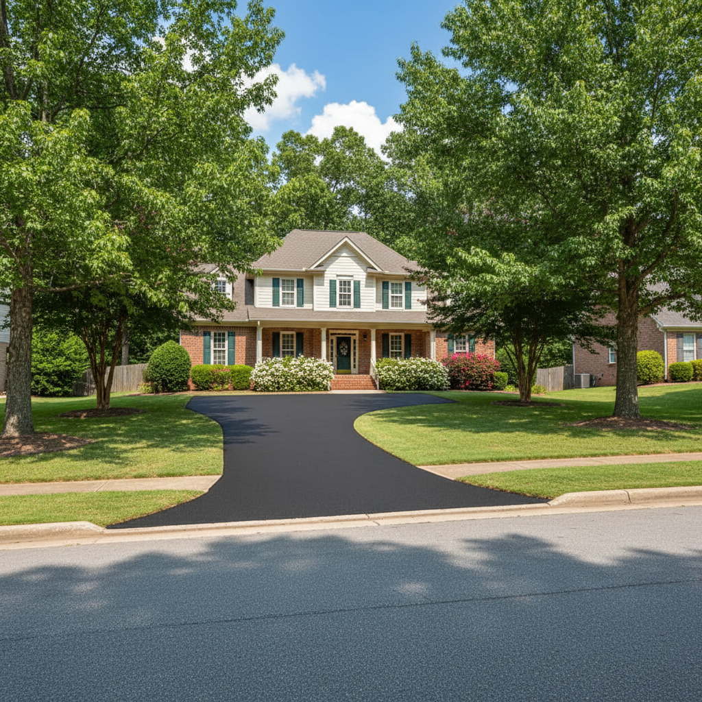 Completed asphalt paving work at a residential property in Tuscaloosa, AL