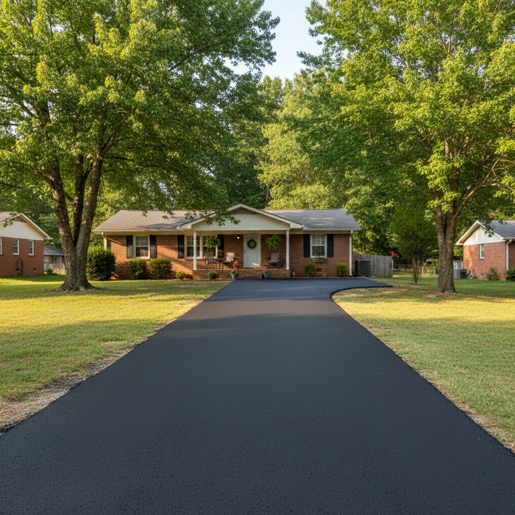 Completed driveway paving work at a residential property in Montgomery, AL