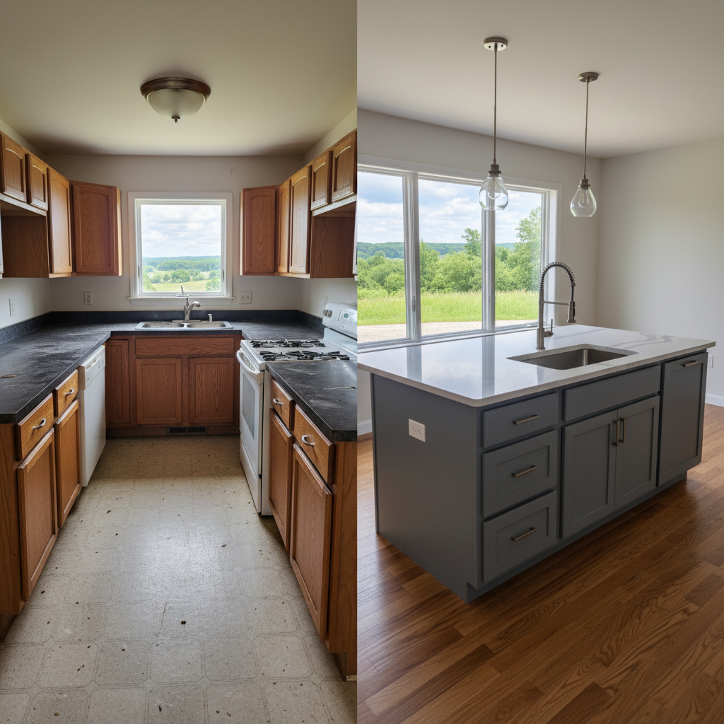 Completed kitchen island installation work at a residential property in Galena, IL