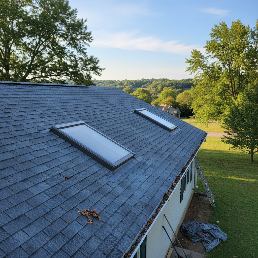 Completed skylight installation work at a residential property in Pittsburg, KS